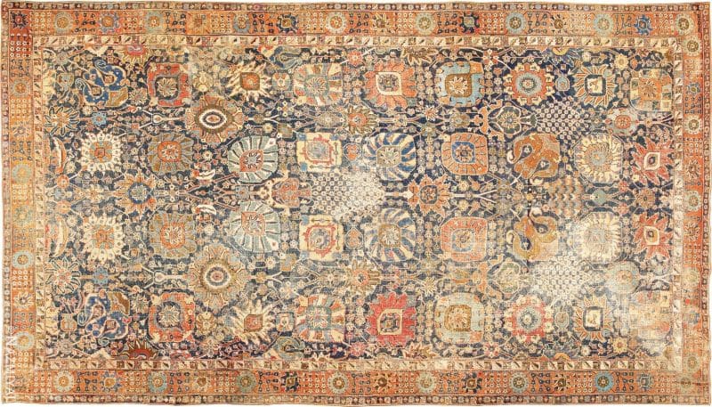 فرش گلدانی کرمان عتیقه قرن هفدهم